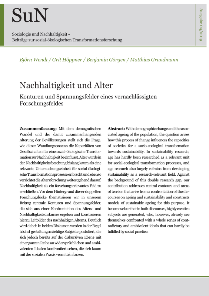 Titelbild Nachhaltigkeit und Alter