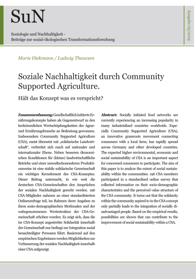 Titelbild Soziale Nachhaltigkeit durch Community Supported Agriculture