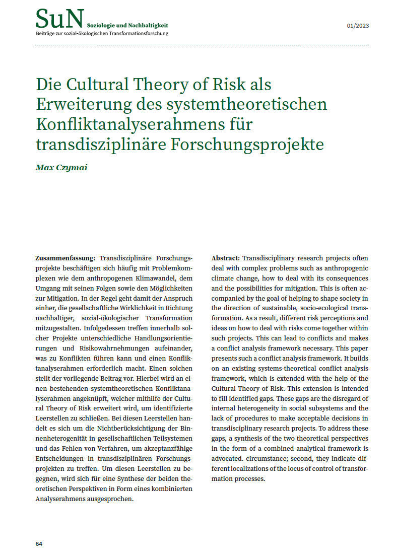 Titelseite des Beitrages